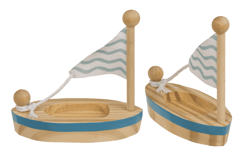 Wooden Toy Sailboat, 11,5 x 5,5 cm