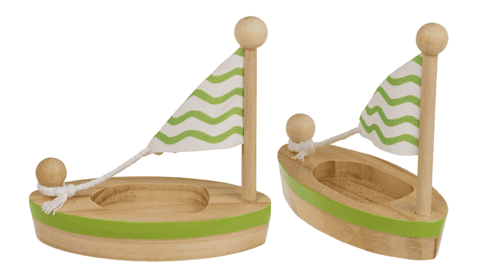 Wooden Toy Sailboat, 11,5 x 5,5 cm