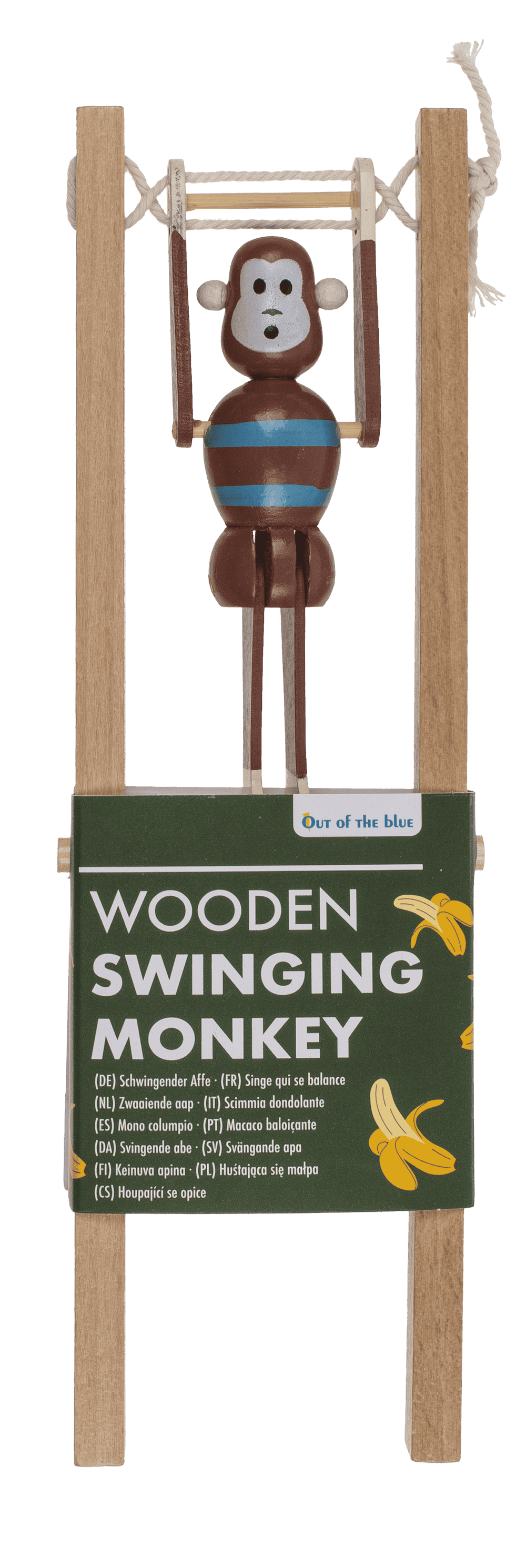 Wooden Swinging Monkey, 7x2,2x23 cm,