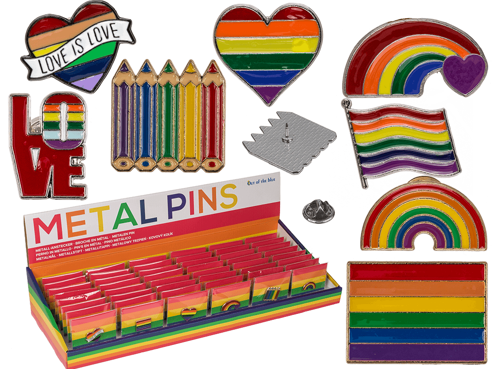 Metal pin, pride, ca. 3 cm, 8-assorted,