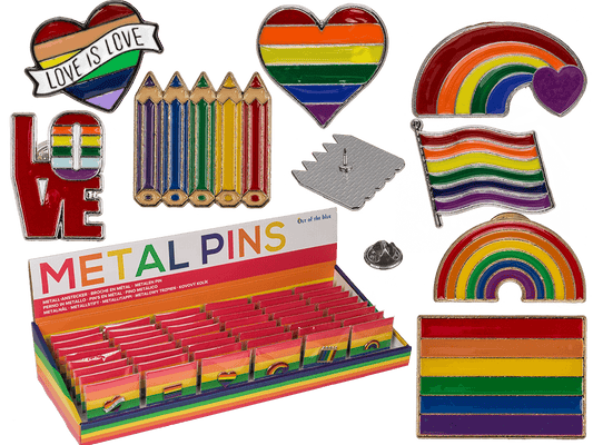 Metal pin, pride, ca. 3 cm, 8-assorted,