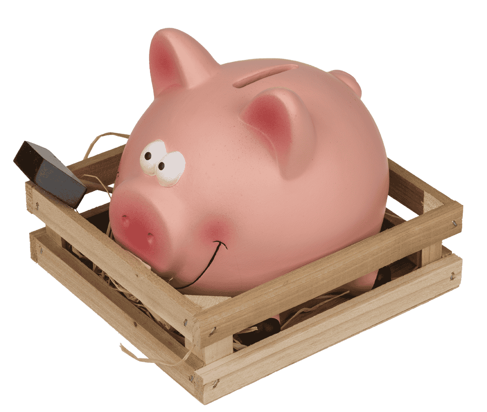 Savings bank, Pig with hammer,