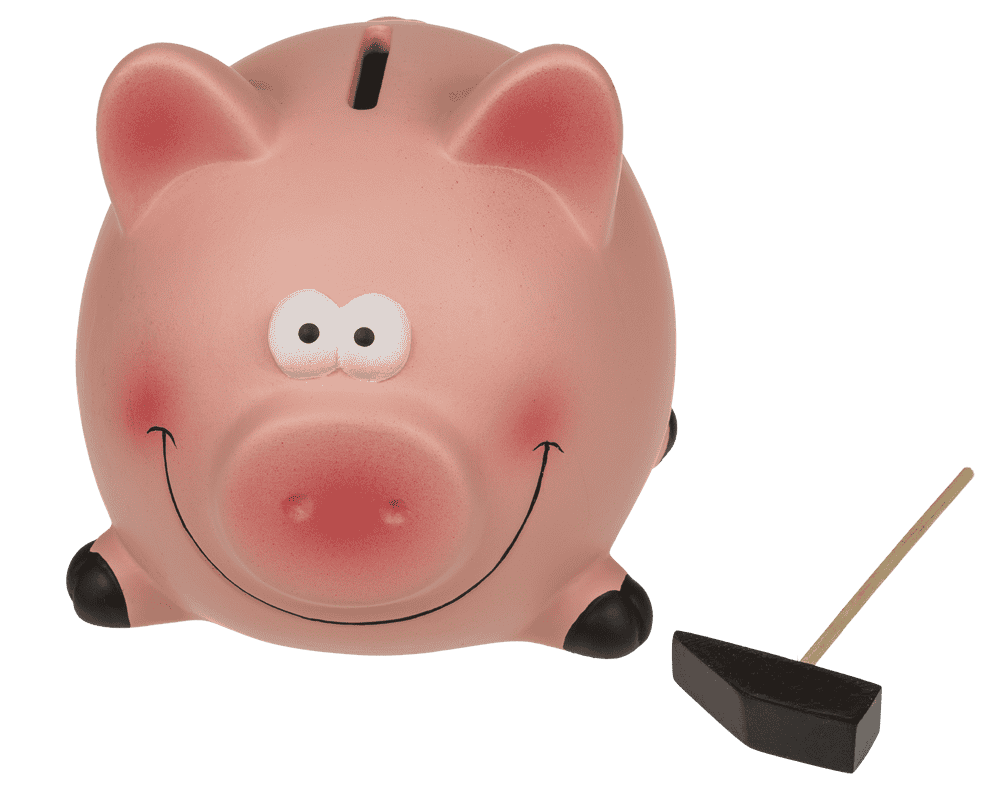 Savings bank, Pig with hammer,