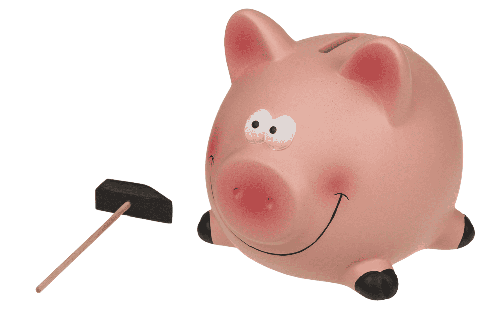 Savings bank, Pig with hammer,