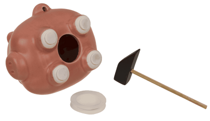 Hucha, cerdo cómico con martillo