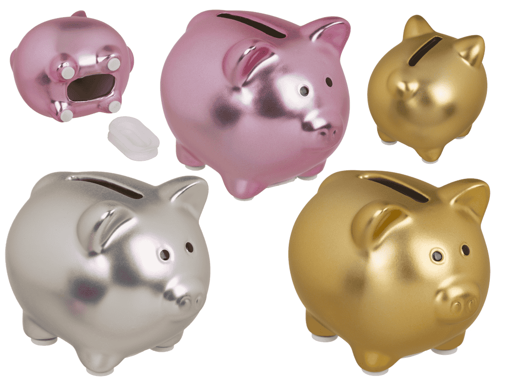 78-3932_000_cfb312ec-b82f-4c36-ba03-daf21be0cb7b.png Shiny piggy bank in roze, goud en zilver, 8 x 6,5 cm, dolomiet met stopper.