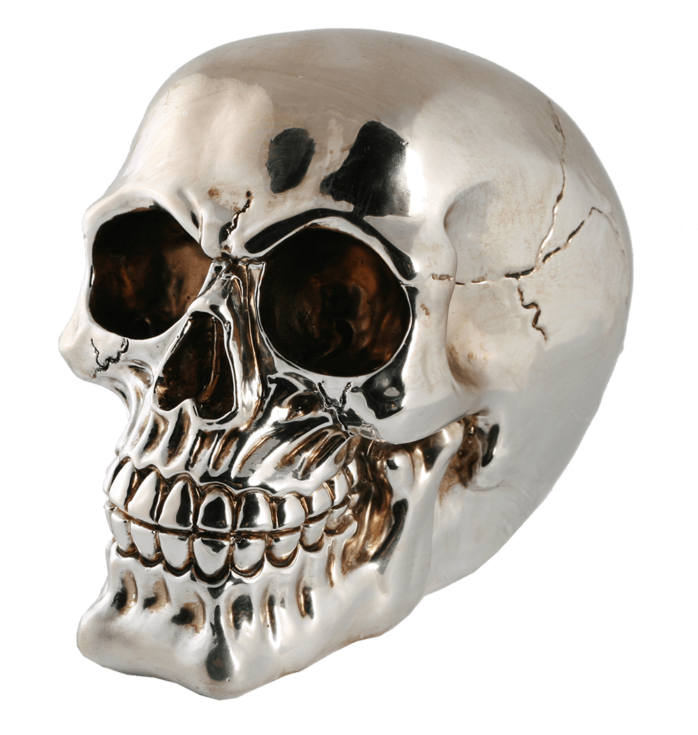 Polyresin savings box with lock, Skull,