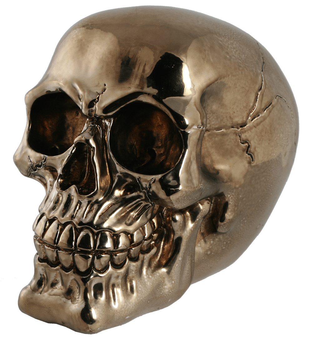 Polyresin savings box with lock, Skull,