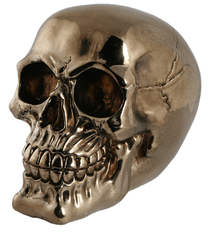 Polyresin savings box with lock, Skull,