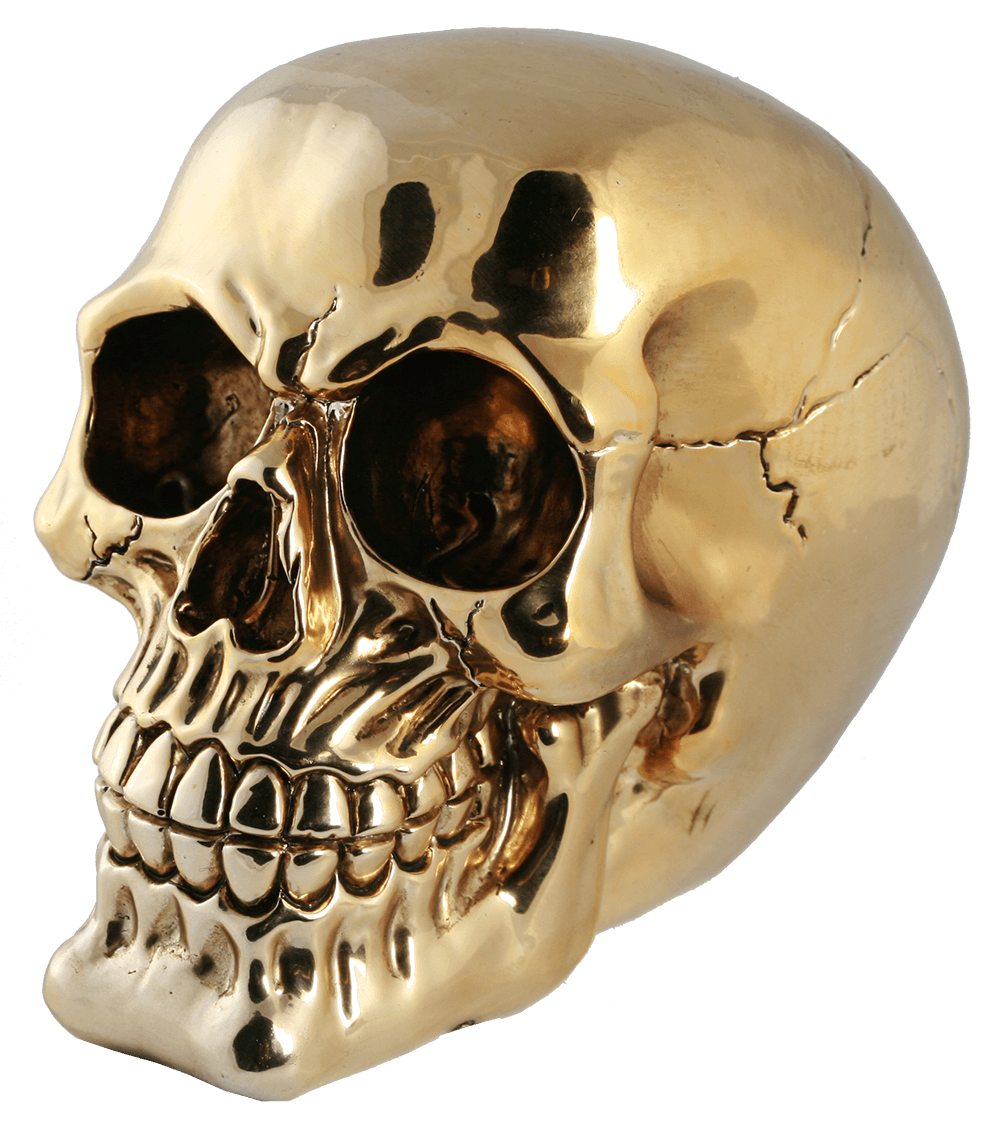 Polyresin savings box with lock, Skull,