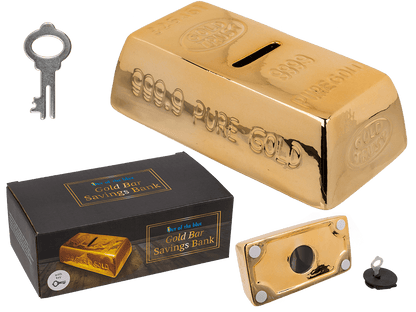 Savings Box with lock, Gold Bar,