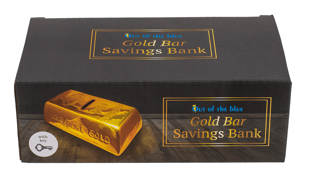 Savings Box with lock, Gold Bar,