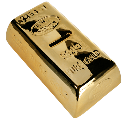 Savings Box with lock, Gold Bar,