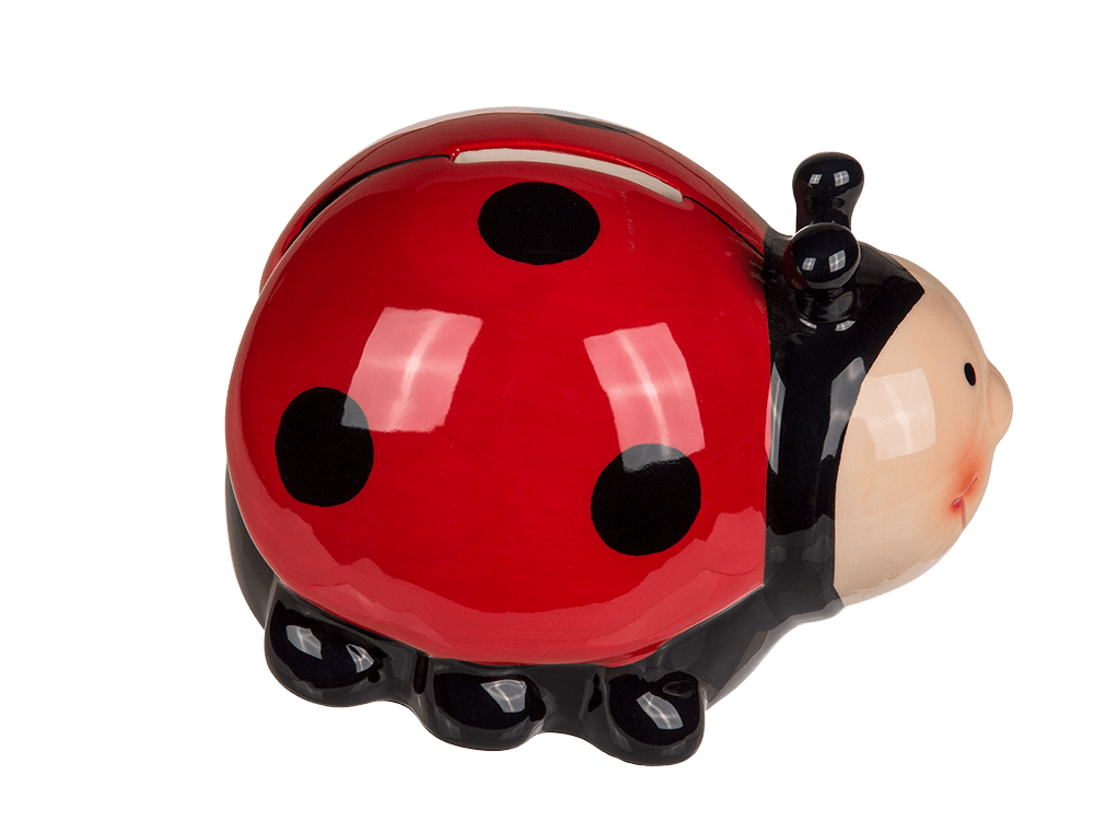 Savings box with lock, Ladybird,