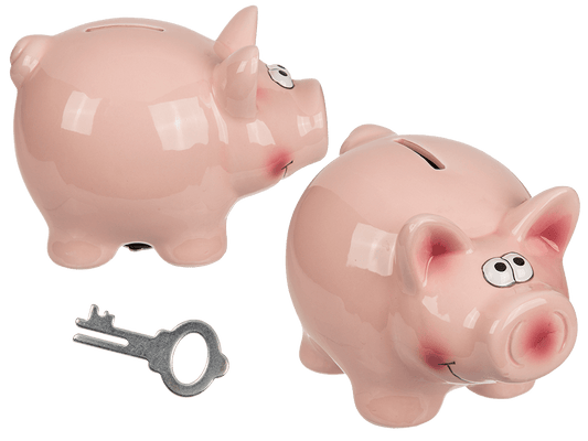 Savings box with lock, Pig,