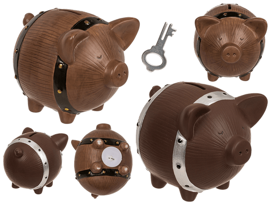 Saving bank, barrel pig, 16 x 12,5 x 13 cm,