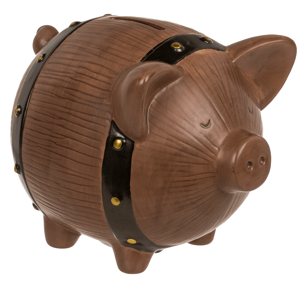 Saving bank, barrel pig, 16 x 12,5 x 13 cm,
