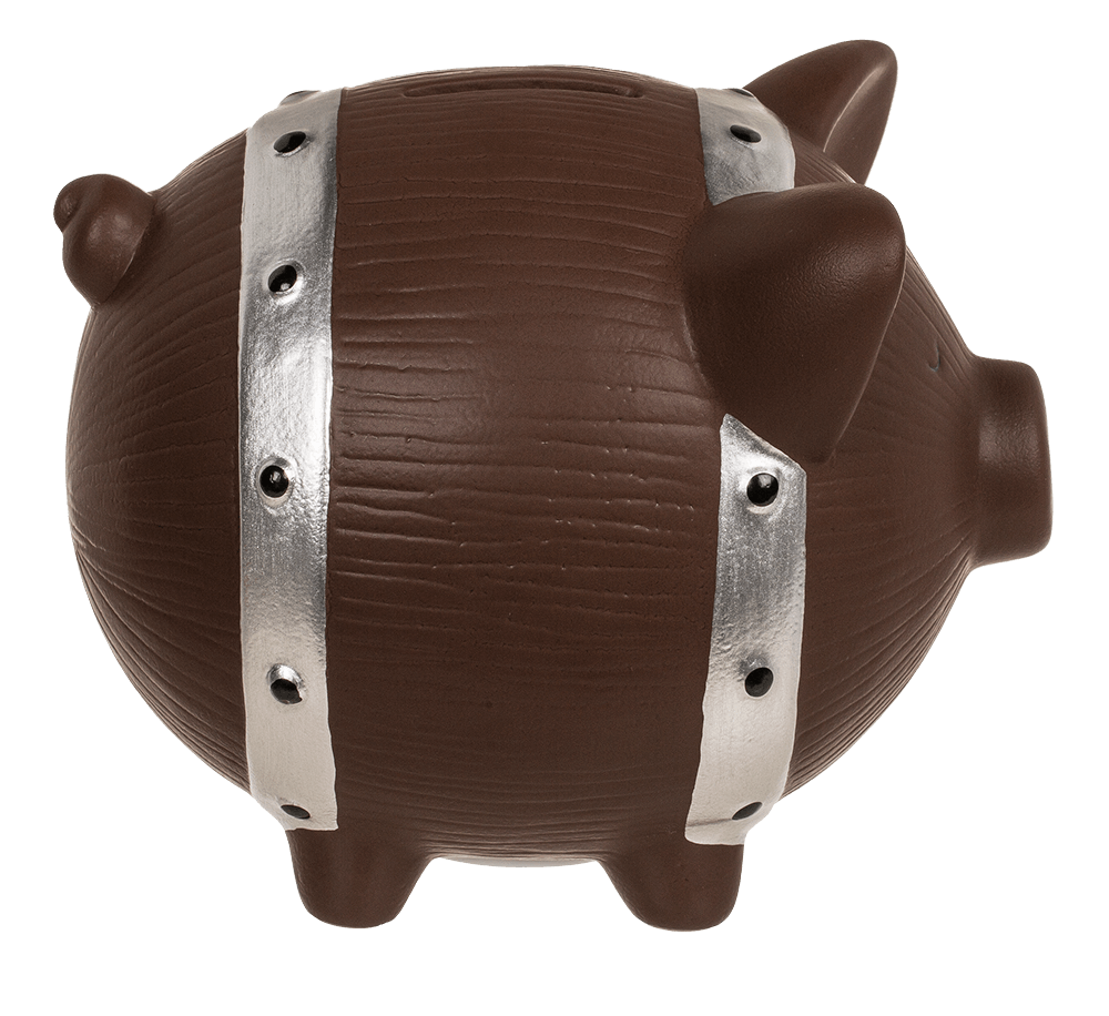 Saving bank, barrel pig, 16 x 12,5 x 13 cm,