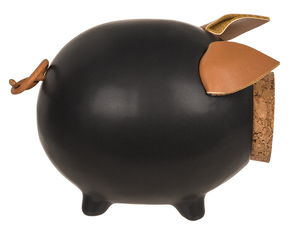 Sving bank, pig with corc closing nose,