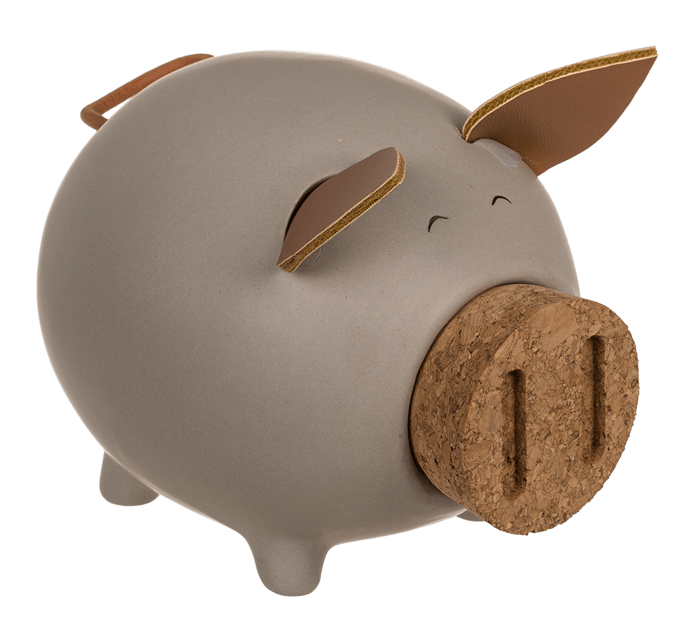 Sving bank, pig with corc closing nose,