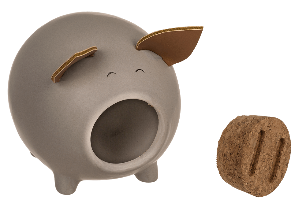 Sving bank, pig with corc closing nose,