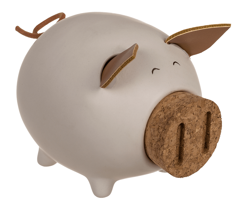 Sving bank, pig with corc closing nose,
