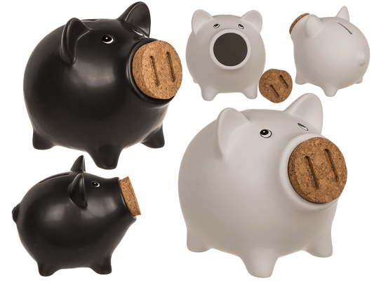 Saving bank, pig with corc closing nose,