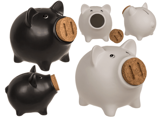 Saving bank, pig with corc closing nose,