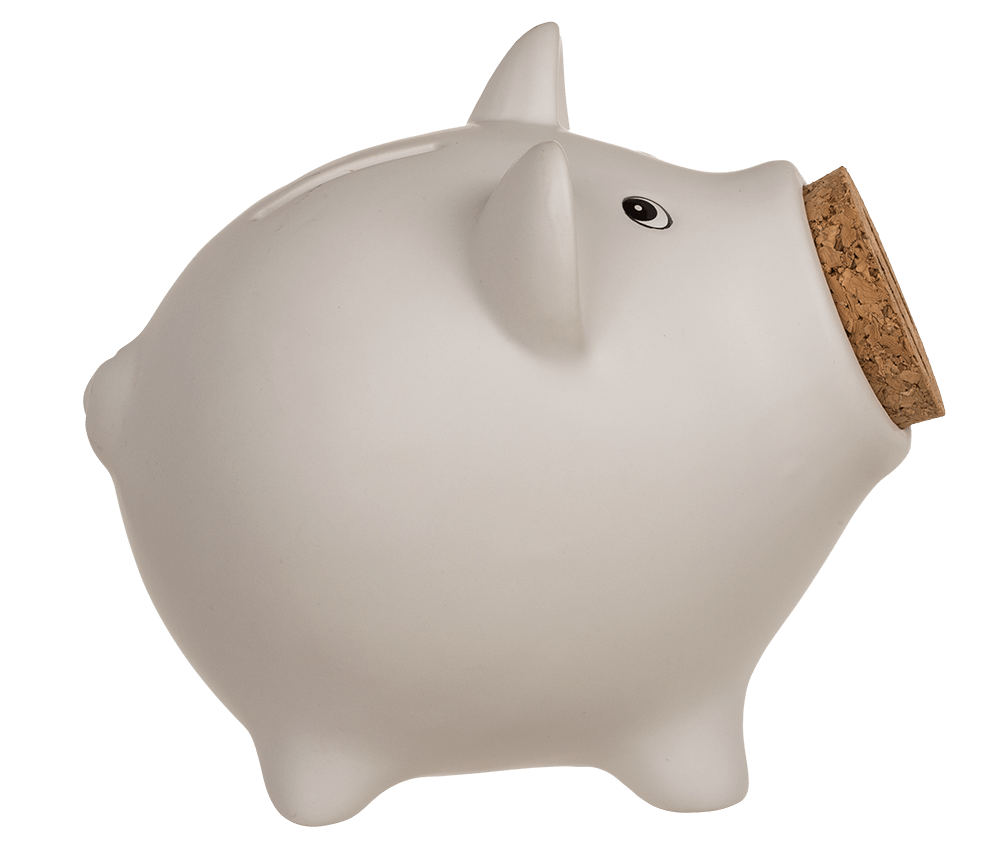 Saving bank, pig with corc closing nose,