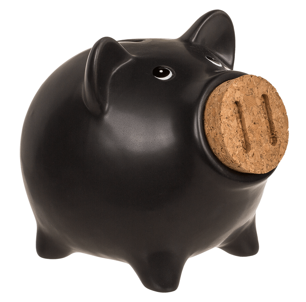 Saving bank, pig with corc closing nose,