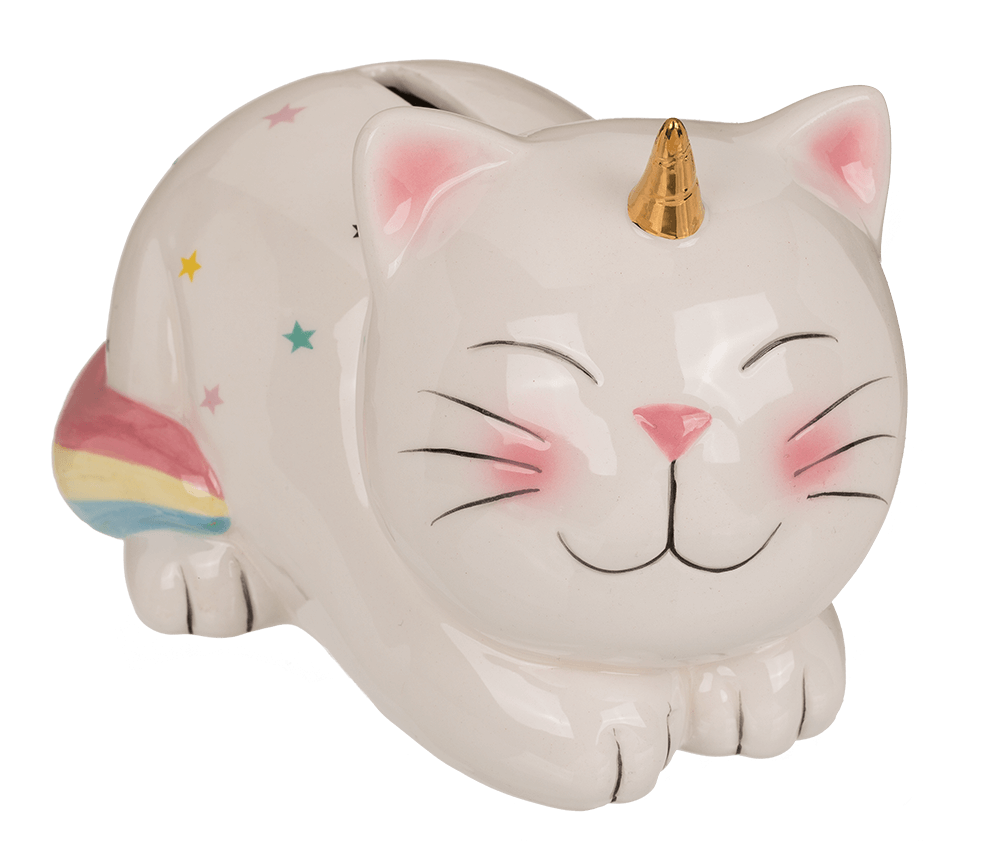 Savings bank with lock, Unicorn Cat,