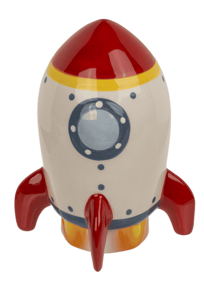 Money box, Rocket, 12.5 x 7 cm, stoneware,