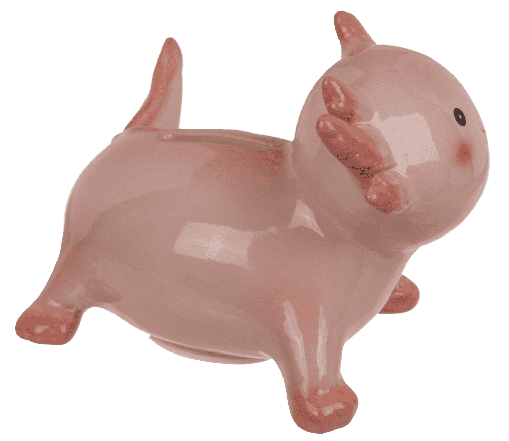Money box, axolotl, ceramic, 17 x 11 cm,