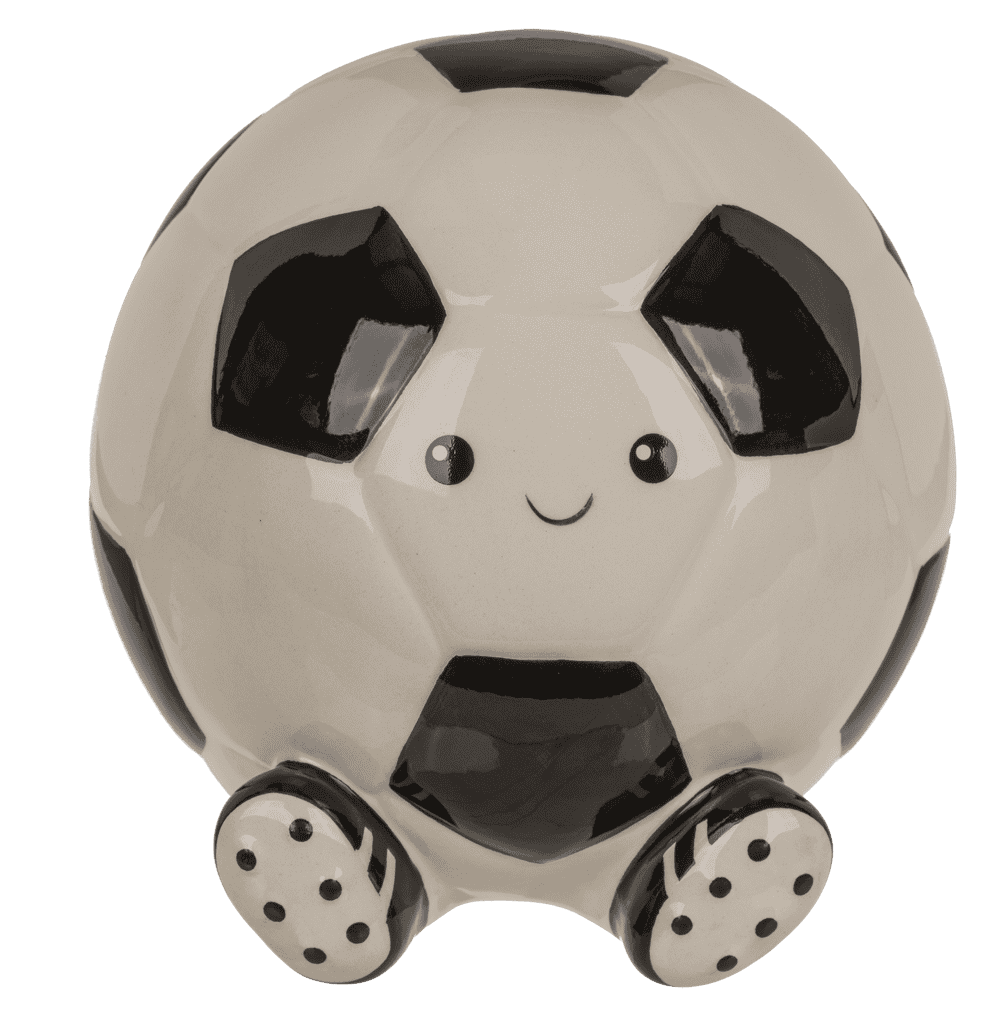 Spardose, Fußball, aus Keramik, 13 x 12 cm,