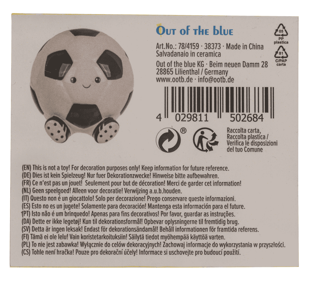 Spardose, Fußball, aus Keramik, 13 x 12 cm,