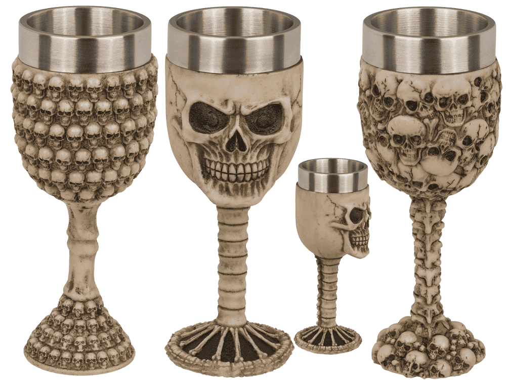 Polyresin mug, Skull with stainless steel insert,