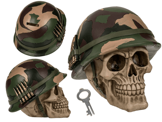 Polyresin savings bank with lock,