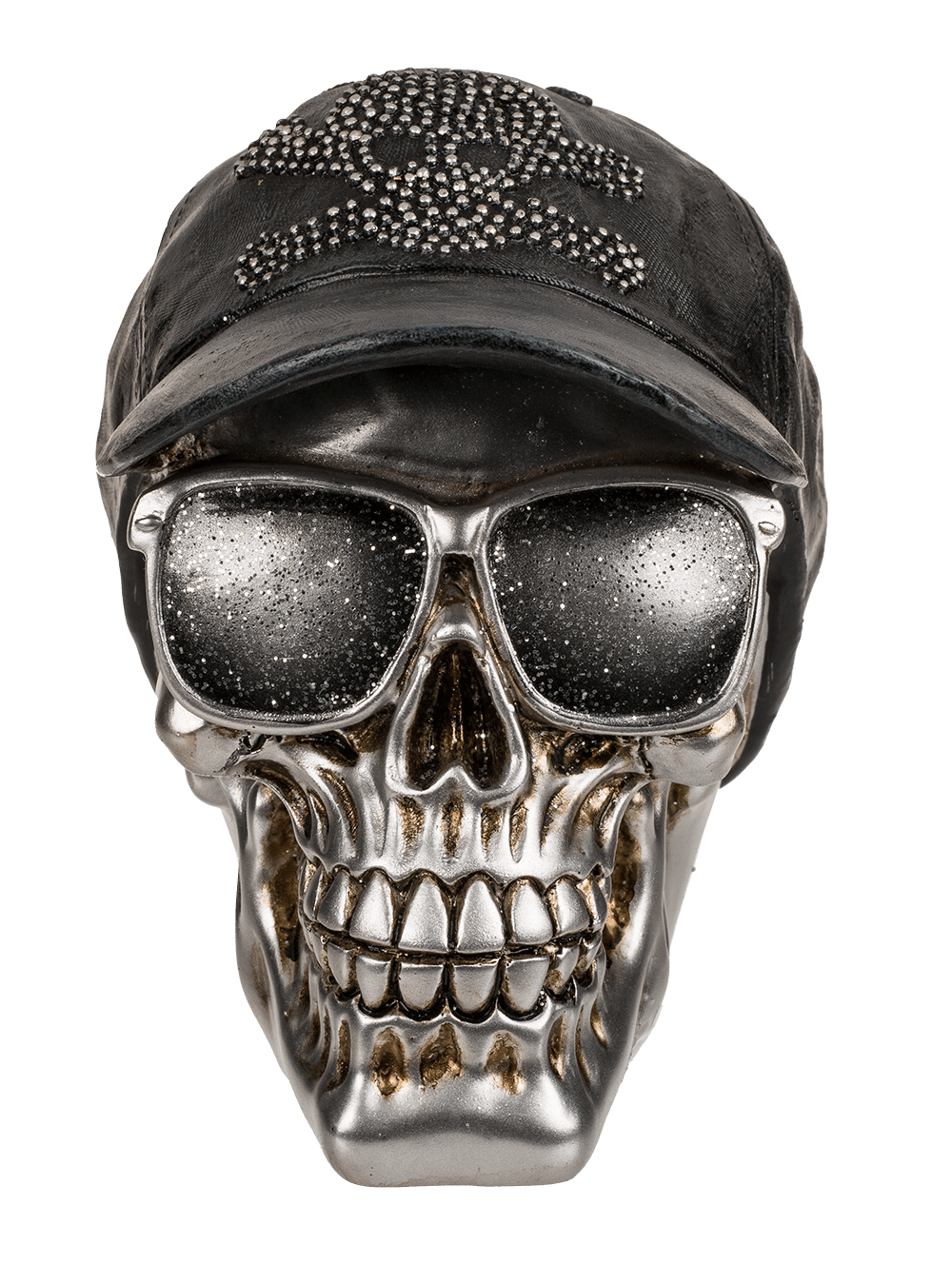 Savings bank with lock, Skull with basecap,