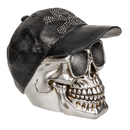 Savings bank with lock, Skull with basecap,