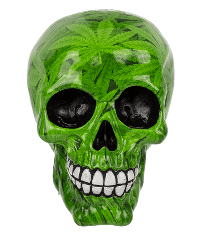 Savings bank with lock, Skull with leaves,