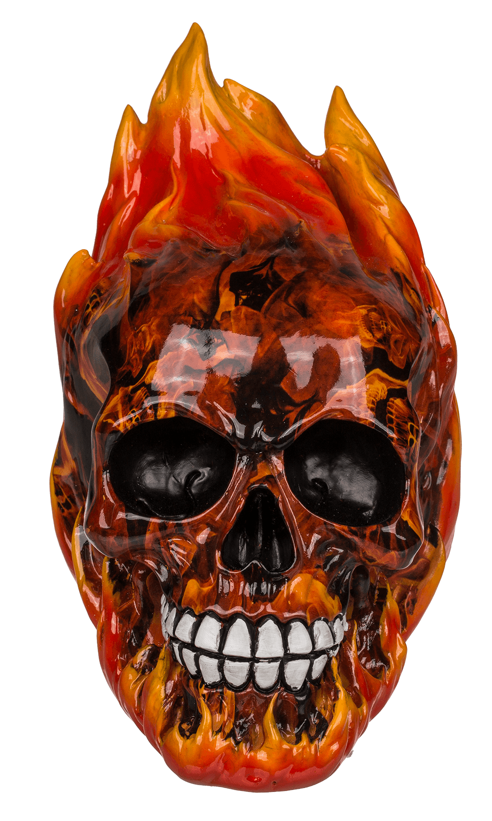 Savings bank with lock, Skull with leaves,