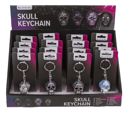 Metal Keychain, Metallic Skull, ca. 4 cm,