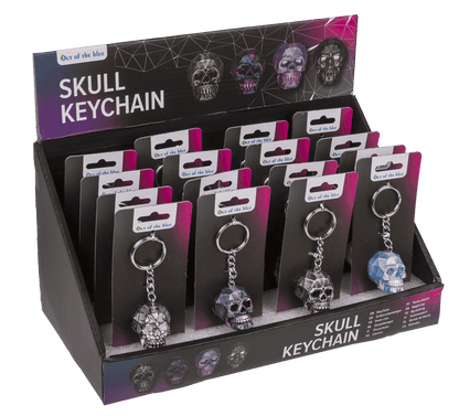 Metal Keychain, Metallic Skull, ca. 4 cm,