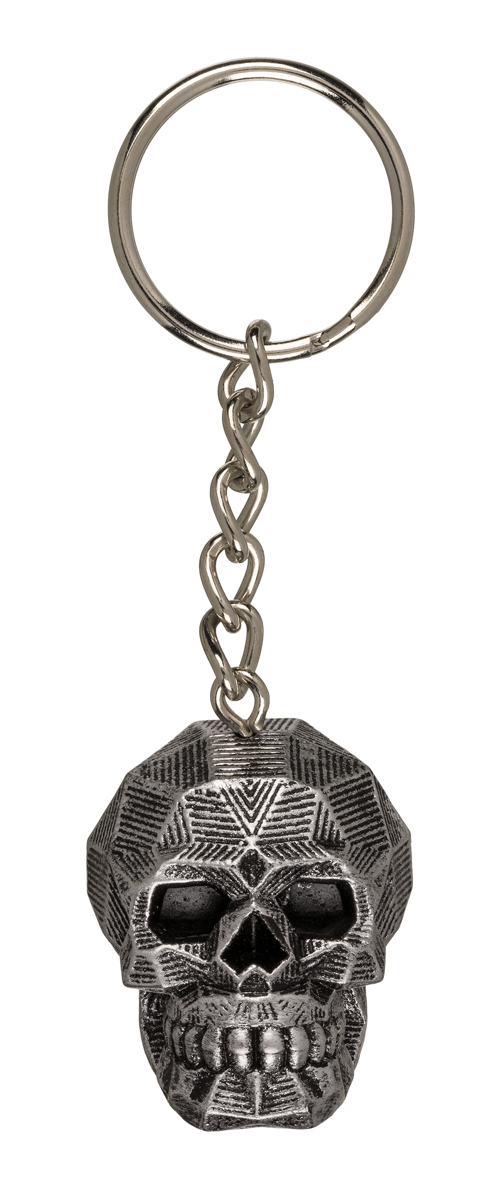 Metal Keychain, Metallic Skull, ca. 4 cm,