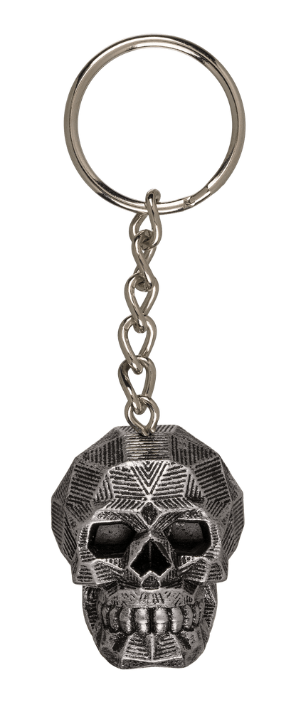 Metal Keychain, Metallic Skull, ca. 4 cm,