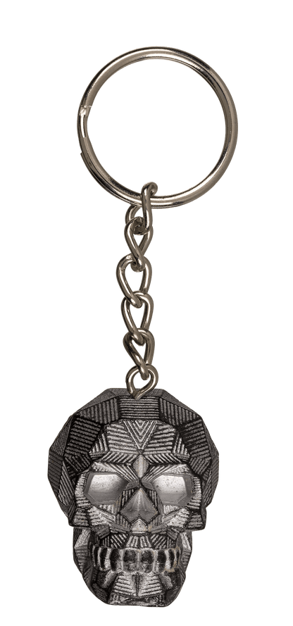 Metal Keychain, Metallic Skull, ca. 4 cm,