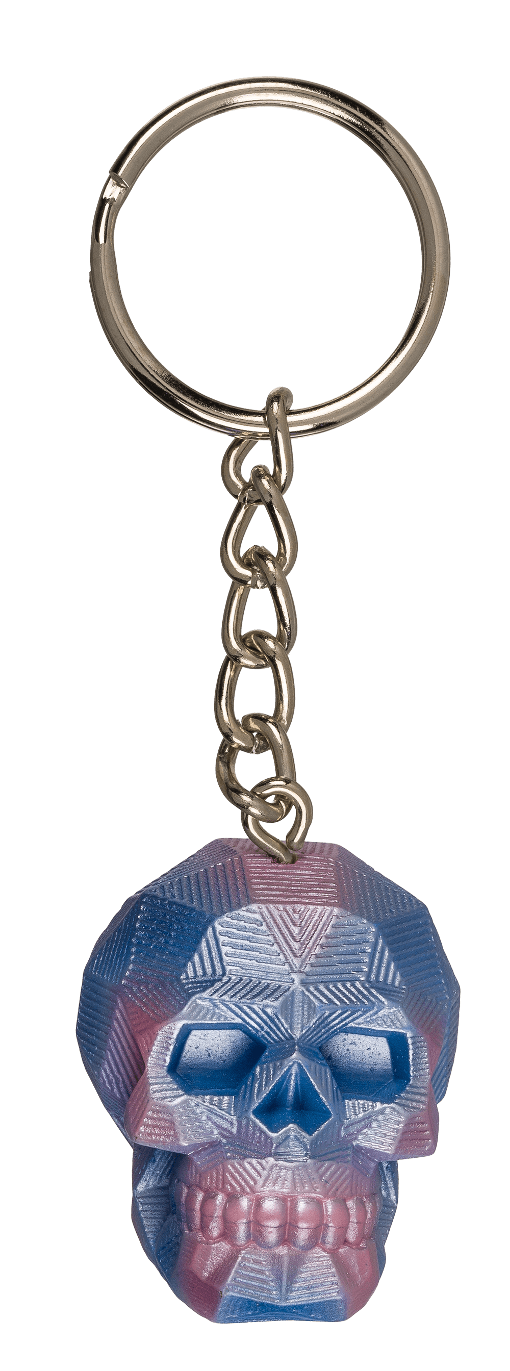 Metal Keychain, Metallic Skull, ca. 4 cm,