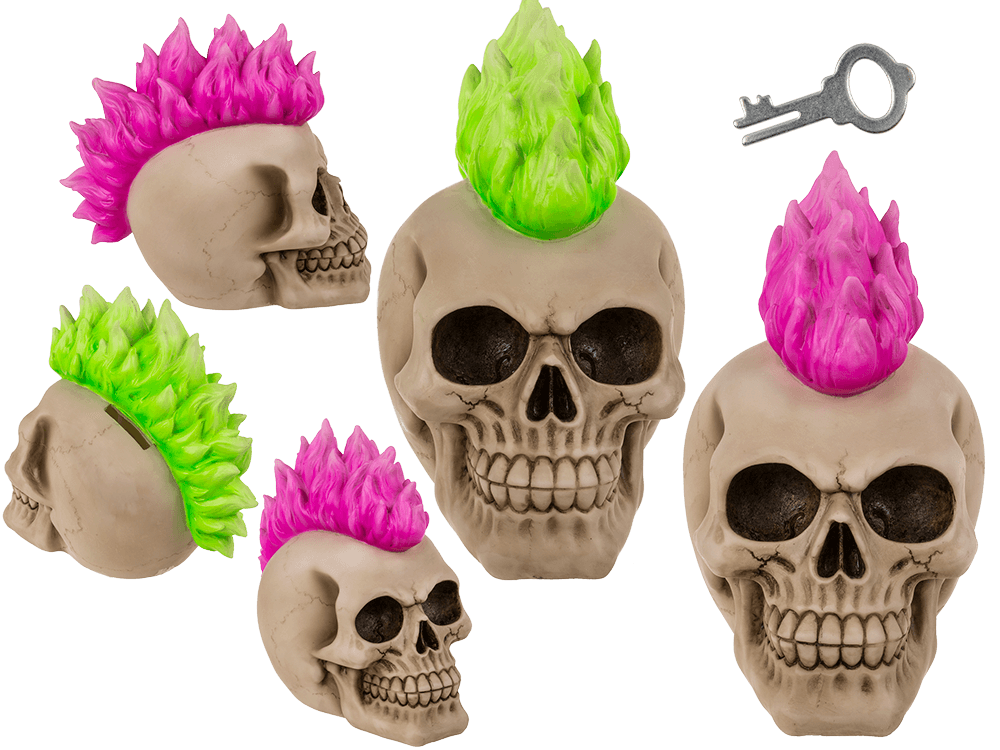 Savings bank with lock, Skull, Punk,