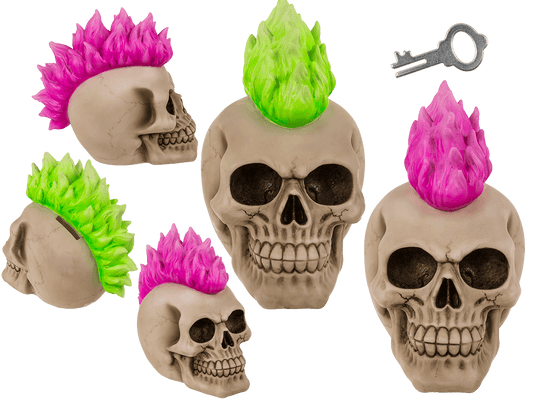 Savings bank with lock, Skull, Punk,