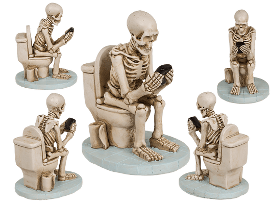 Skeleton on Toilet, ca. 13 x 10 cm,